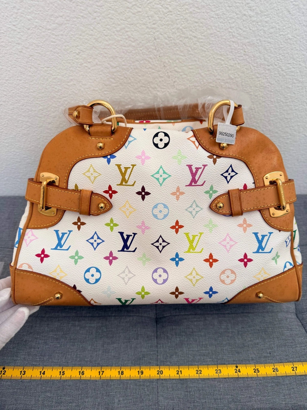 LOUIS VUITTON Monogram Multicolor Claudia Hand Bag White LV Auth