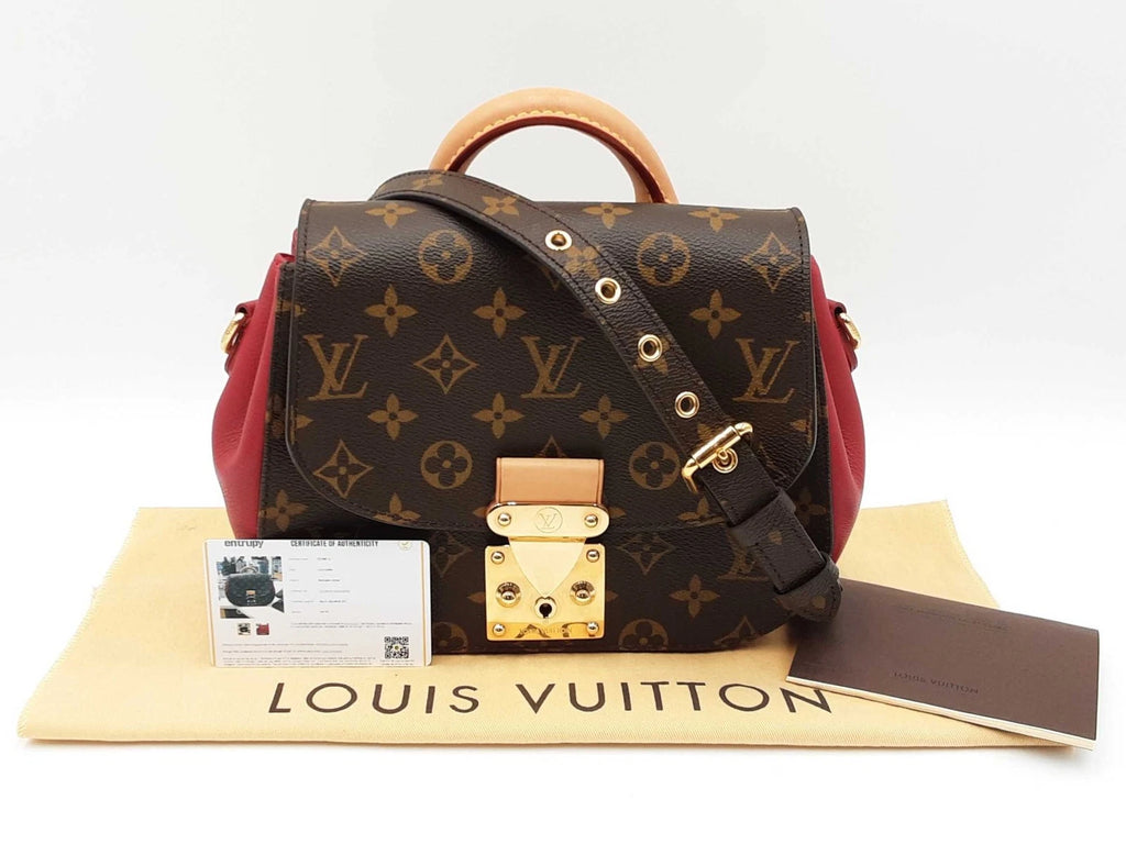 Louis Vuitton Eden Pm In Monogram Coated Canvas & Aurore Red Leather Fw1225prxdu