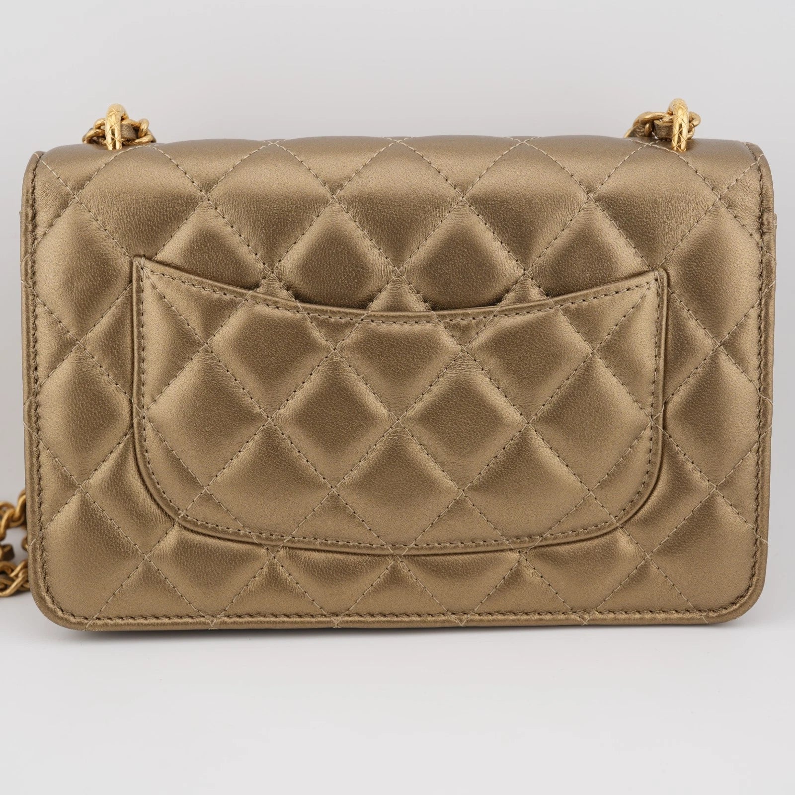 Chanel Classic Quilted Wallet on Chain Gold Metallic Leather