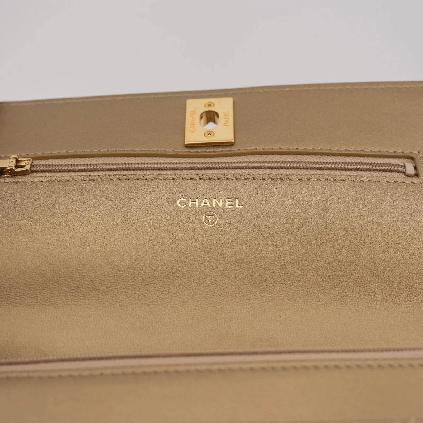 Chanel Classic Quilted Wallet on Chain Gold Metallic Leather