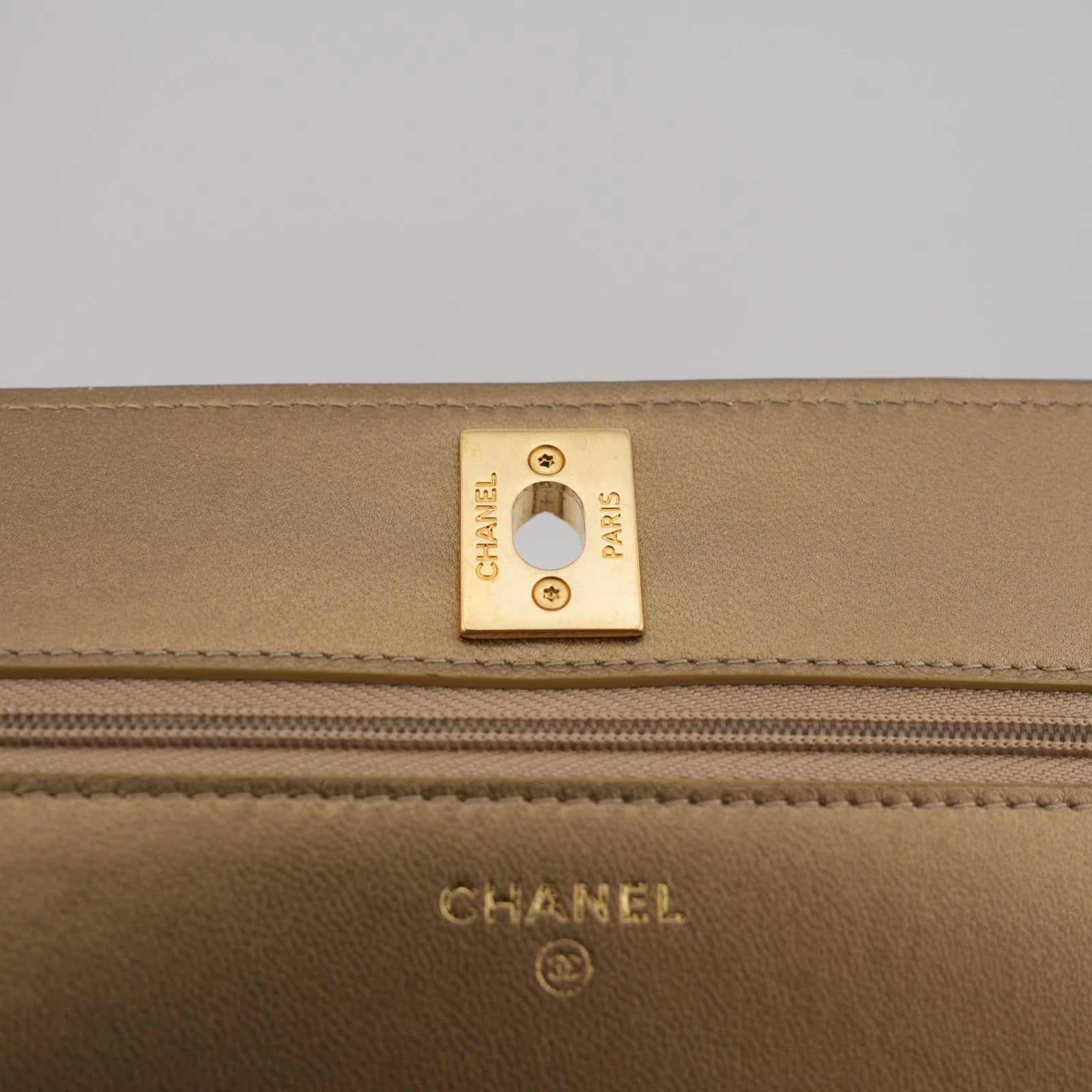 Chanel Classic Quilted Wallet on Chain Gold Metallic Leather