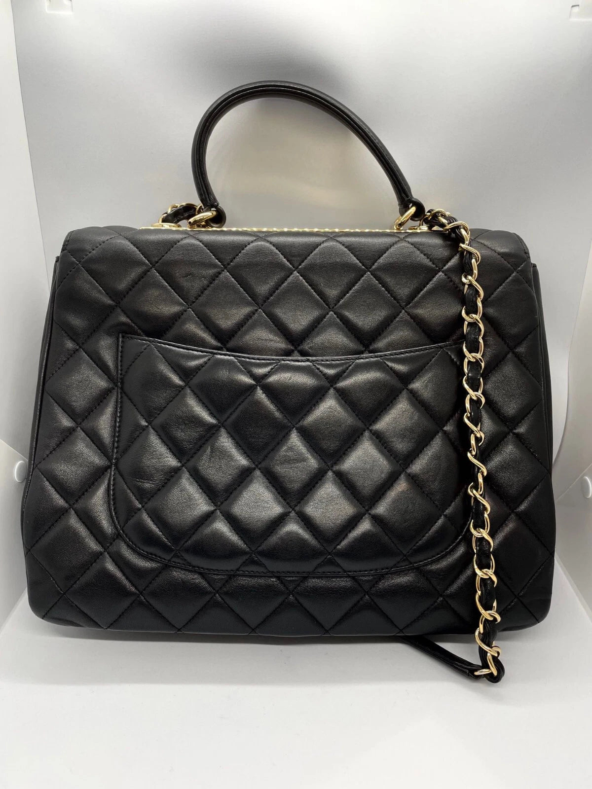 CHANEL Black Quilted Large Trendy CC Flap Bag with Top Handle