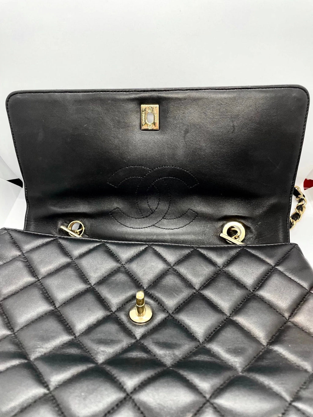 CHANEL Black Quilted Large Trendy CC Flap Bag with Top Handle
