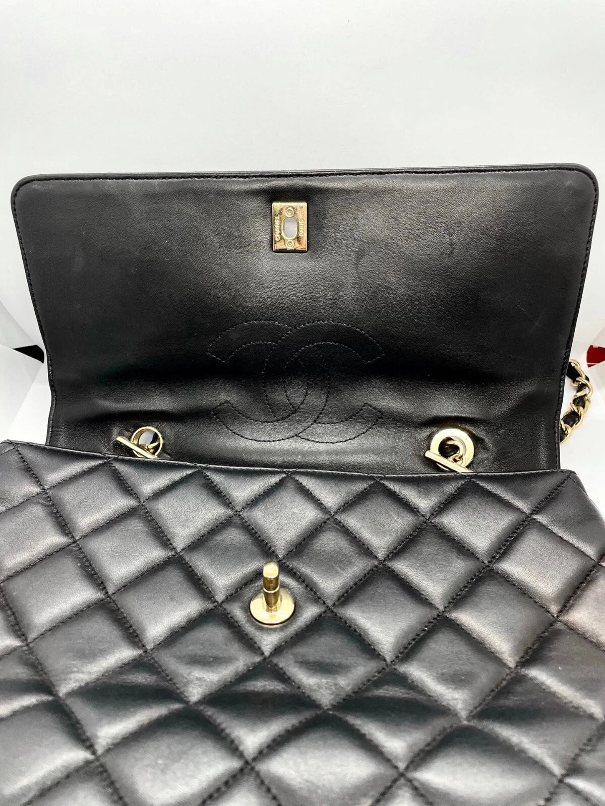 CHANEL Black Quilted Large Trendy CC Flap Bag with Top Handle