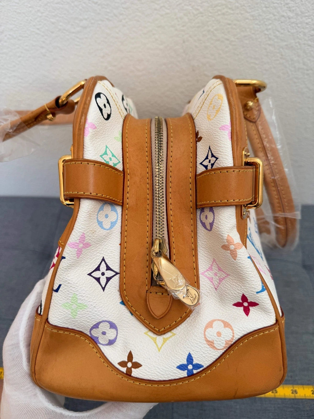 LOUIS VUITTON Monogram Multicolor Claudia Hand Bag White LV Auth