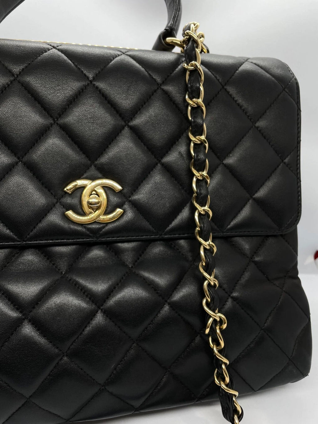 CHANEL Black Quilted Large Trendy CC Flap Bag with Top Handle