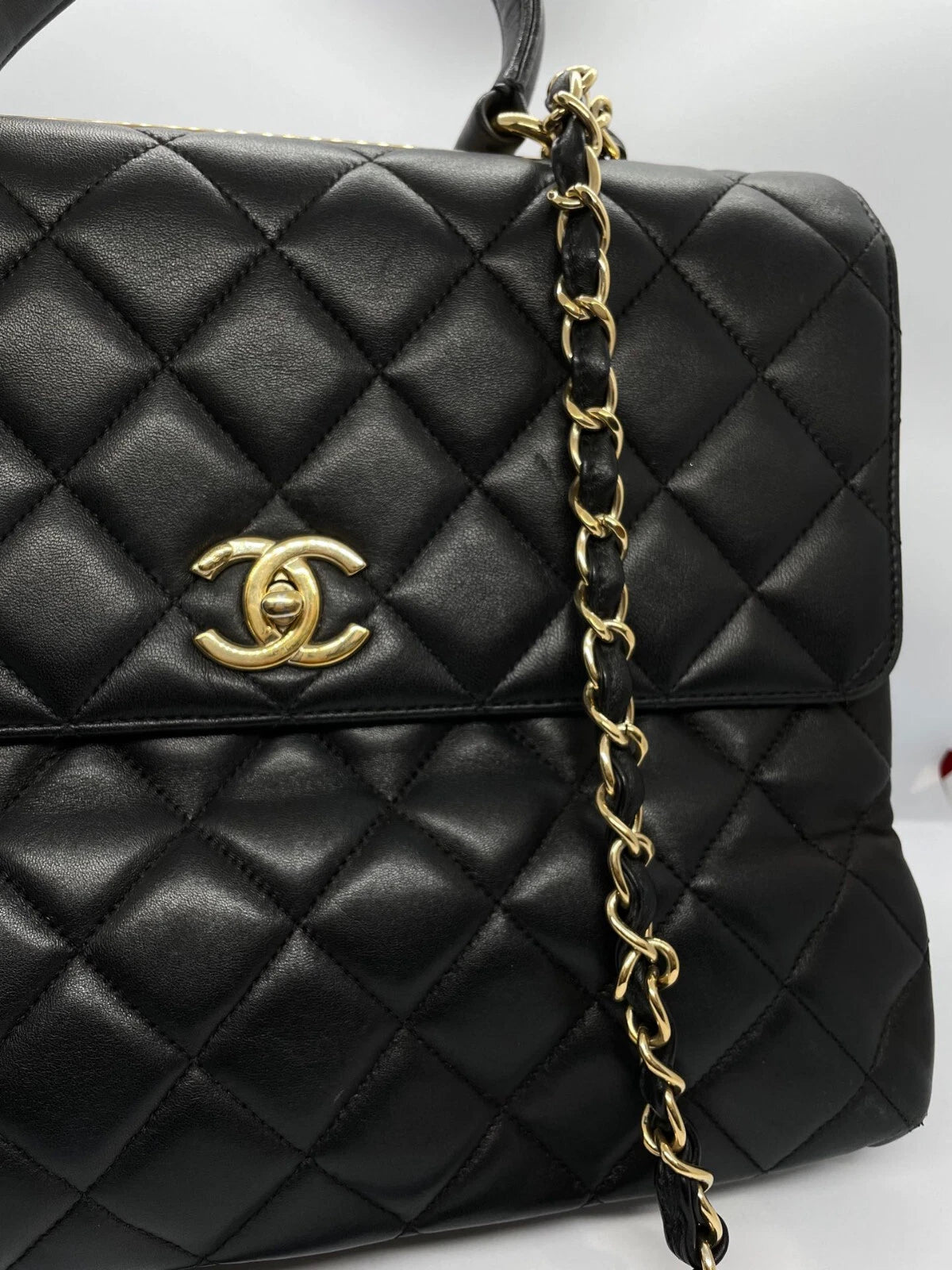 CHANEL Black Quilted Large Trendy CC Flap Bag with Top Handle