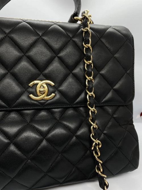 CHANEL Black Quilted Large Trendy CC Flap Bag with Top Handle