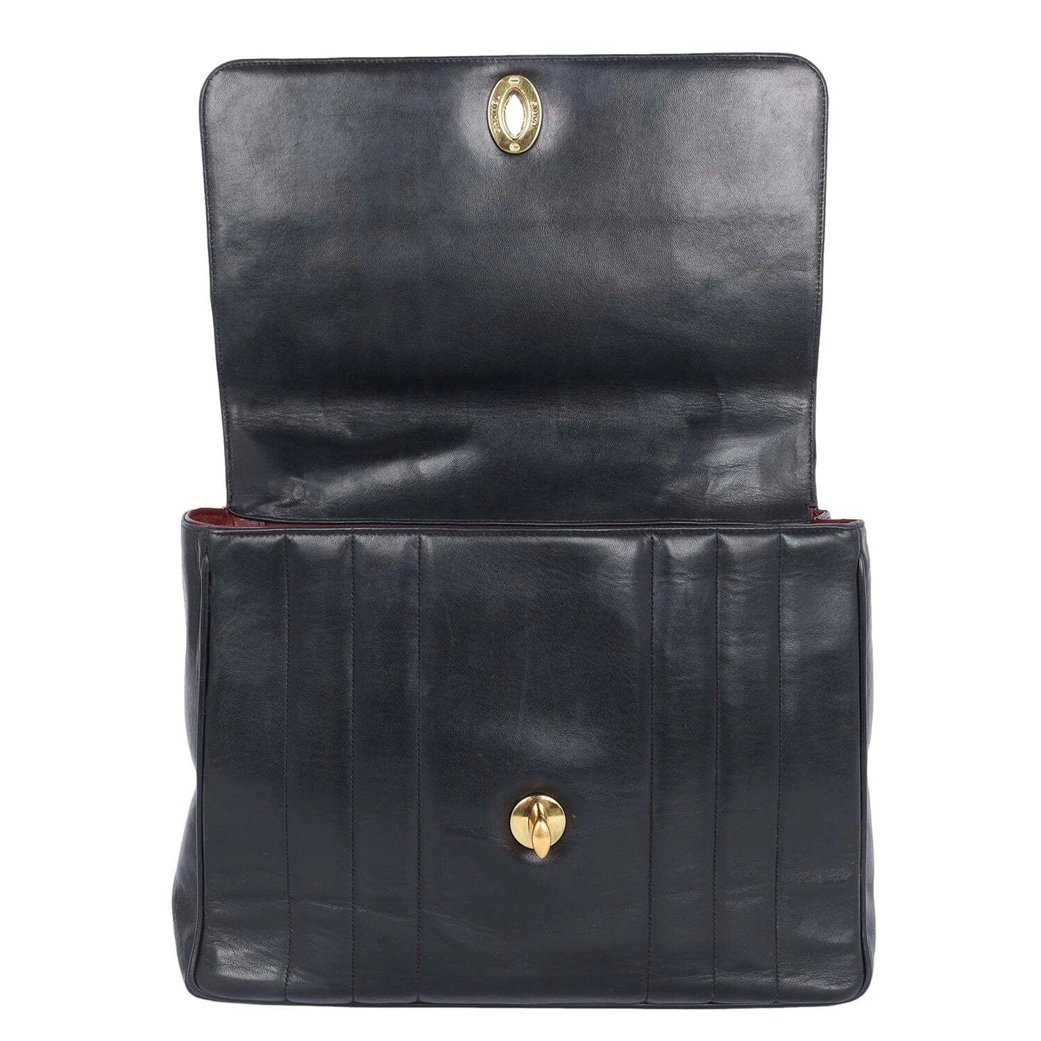 Chanel Vertical Quilted Square Top Handle Flap Bag Black