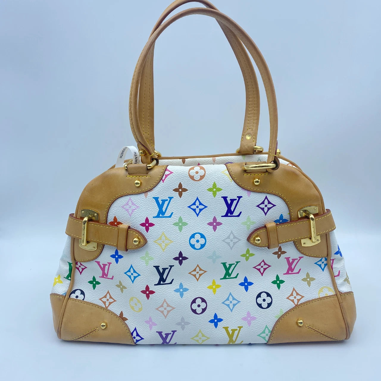 LOUIS VUITTON Monogram Multicolor Claudia Hand Bag White LV Auth
