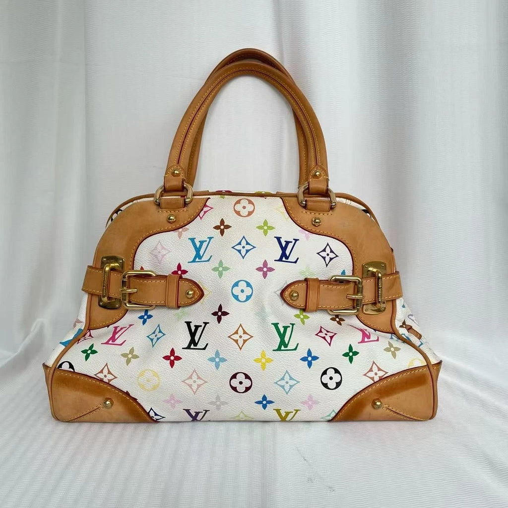 LOUIS VUITTON Monogram Multicolor Claudia Hand Bag White LV Auth